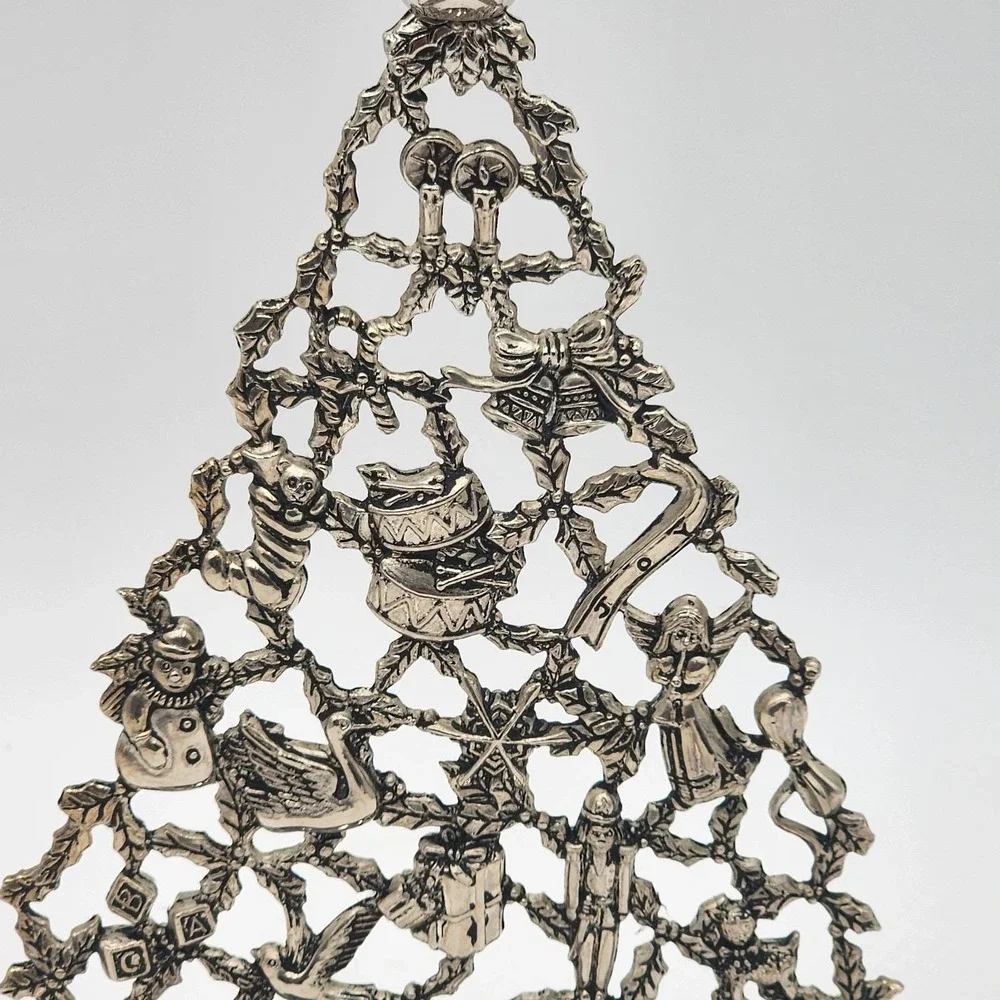 Vintage Christmas Tree Candlestick Holder Silverplate Holiday Decor 9.75